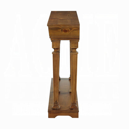 72" Oak Wood Floor Shelf Console Table With Shelf HomeRoots