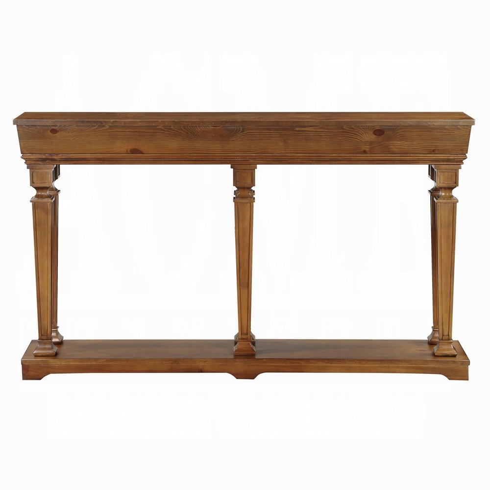 72" Oak Wood Floor Shelf Console Table With Shelf HomeRoots