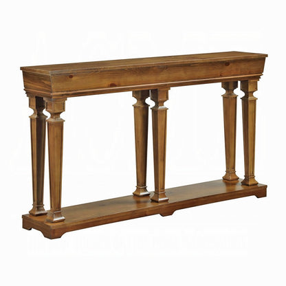 72" Oak Wood Floor Shelf Console Table With Shelf HomeRoots