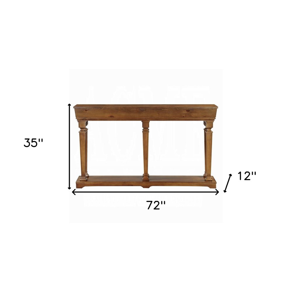 72" Oak Wood Floor Shelf Console Table With Shelf HomeRoots