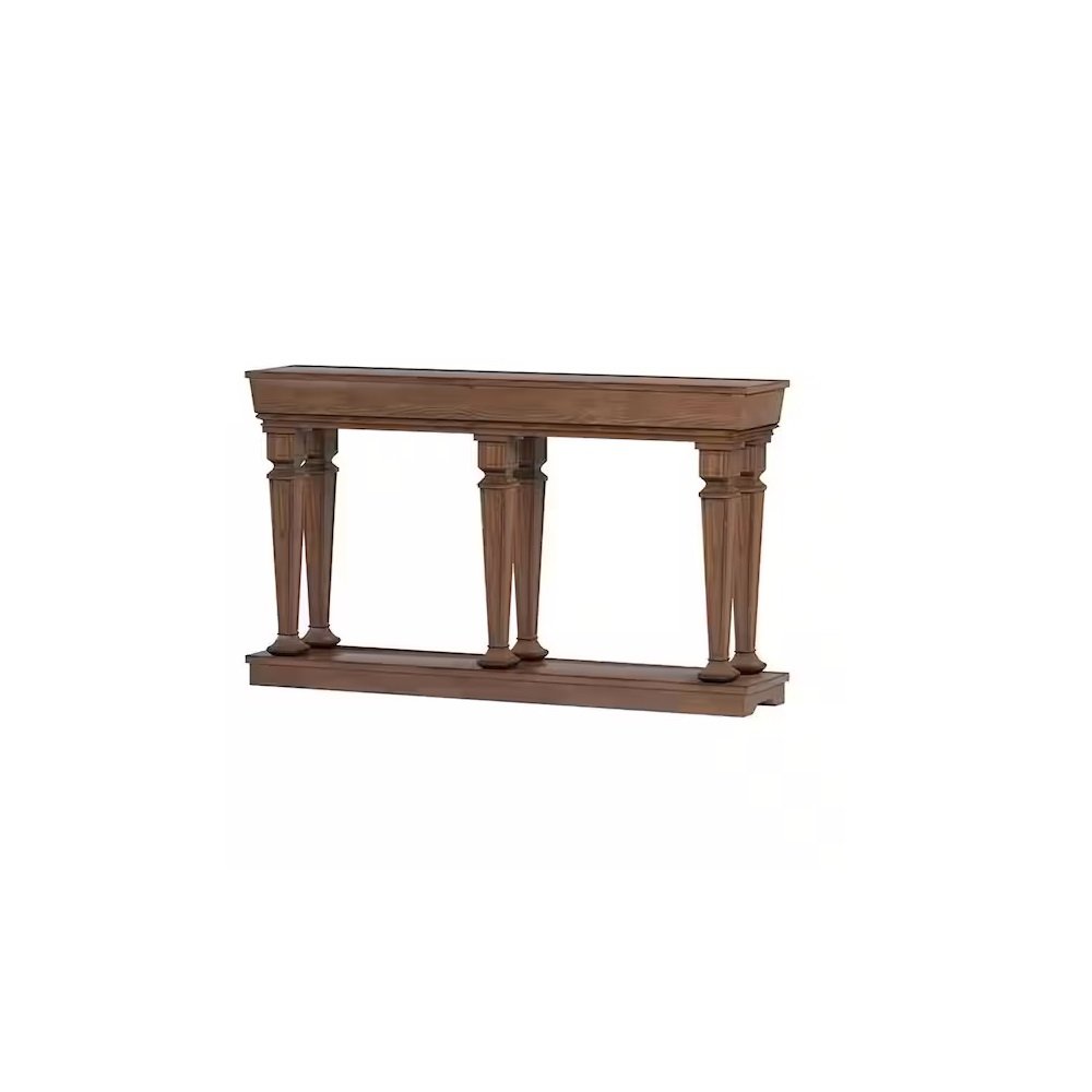 60" Brown Solid Wood Floor Shelf Console Table HomeRoots