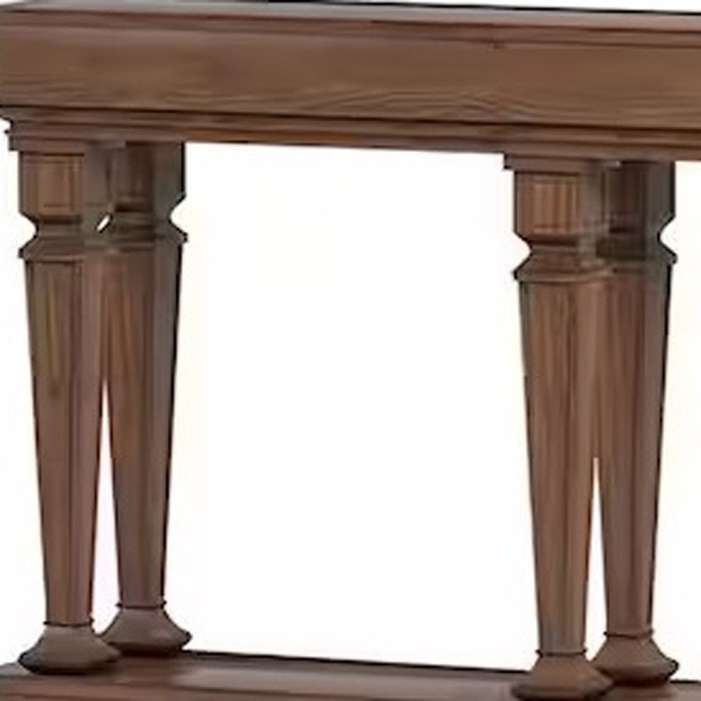 72" Oak Wood Floor Shelf Console Table With Shelf HomeRoots