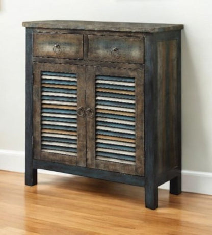 42" Blue and White Solid Wood Console Table HomeRoots