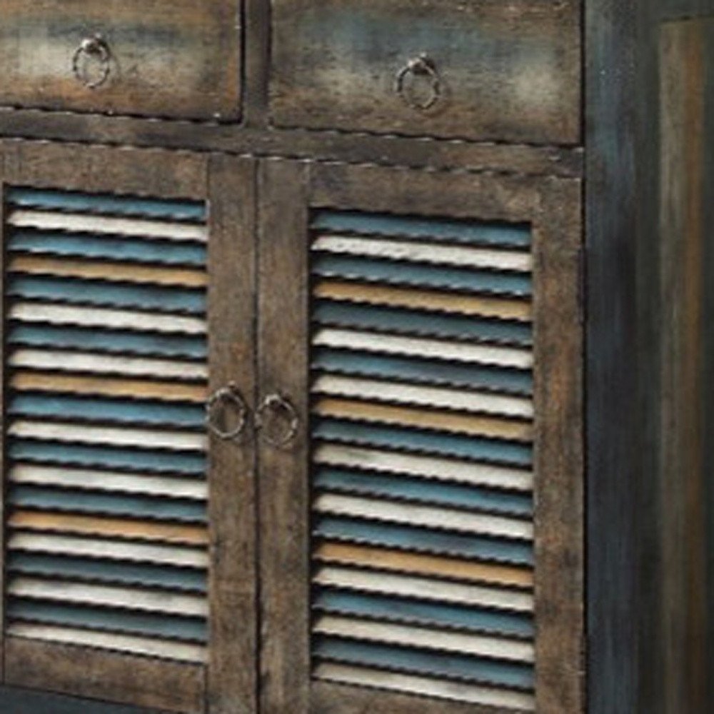 42" Blue and White Solid Wood Console Table HomeRoots