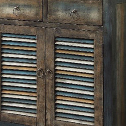 42" Blue and White Solid Wood Console Table HomeRoots