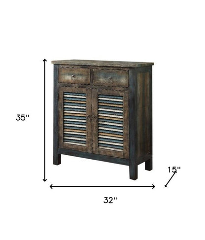 42" Blue and White Solid Wood Console Table HomeRoots