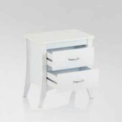 25" White Wood Two Drawer Nightstand HomeRoots