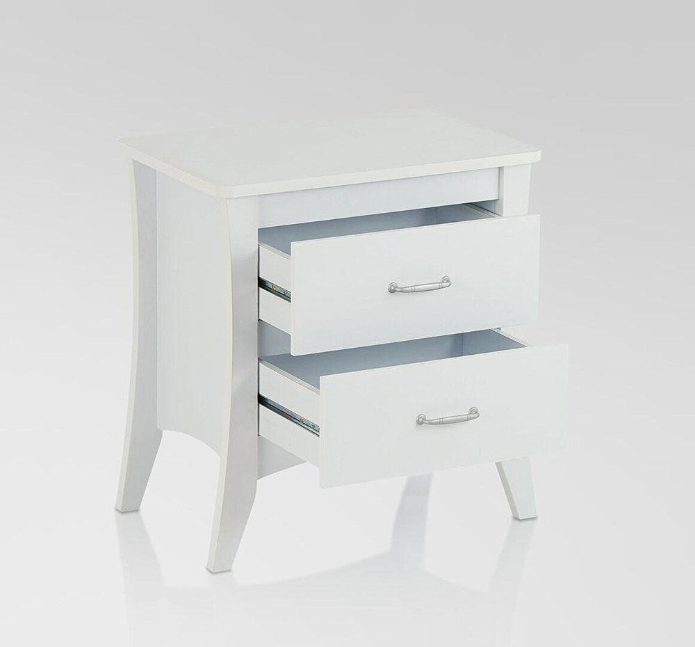 25" White Wood Two Drawer Nightstand HomeRoots