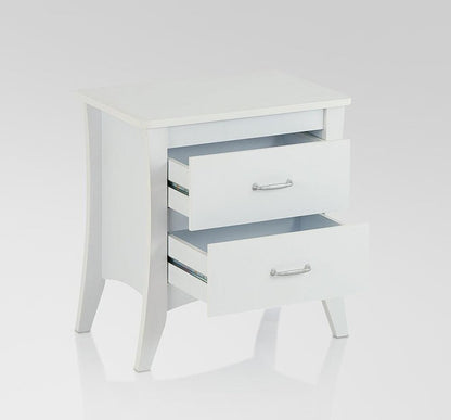 25" White Wood Two Drawer Nightstand HomeRoots