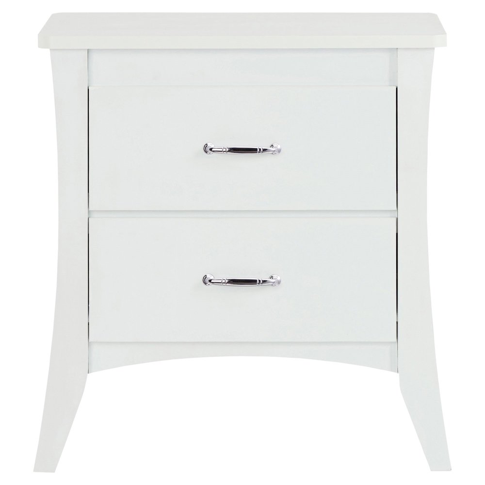 25" White Wood Two Drawer Nightstand HomeRoots