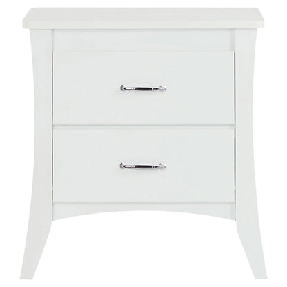 25" White Wood Two Drawer Nightstand HomeRoots