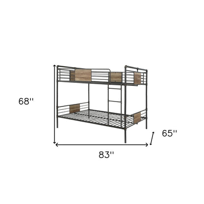83" X 65" X 68" Sandy Black  Dark Bronze Handbrushed Queen Over Queen Bunk Bed HomeRoots