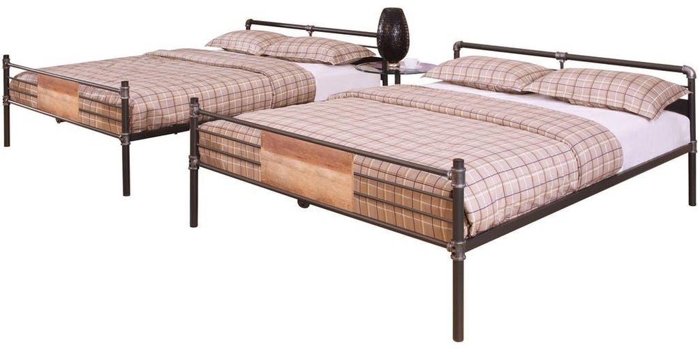 83" X 65" X 68" Sandy Black  Dark Bronze Handbrushed Queen Over Queen Bunk Bed HomeRoots