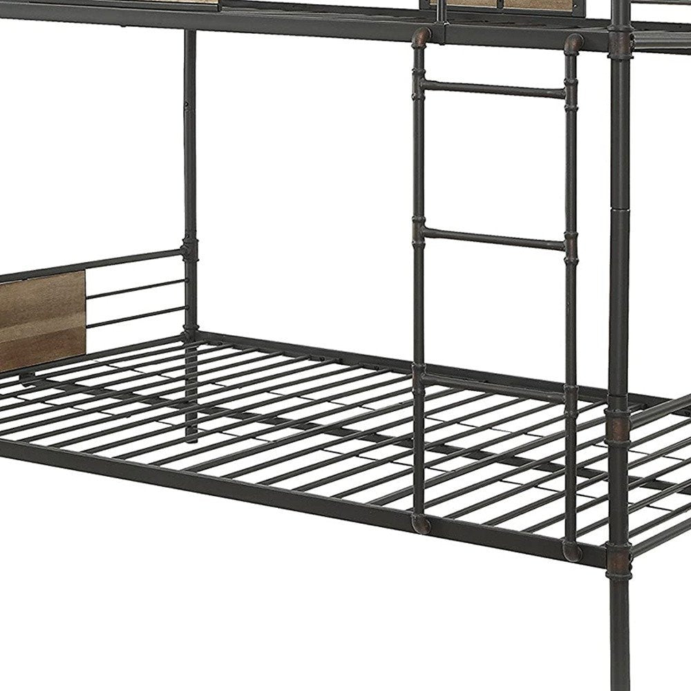 83" X 65" X 68" Sandy Black  Dark Bronze Handbrushed Queen Over Queen Bunk Bed — view 5