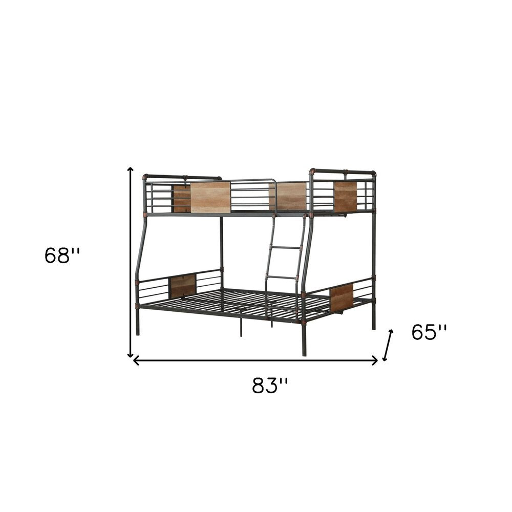 83" X 65" X 68" Sandy Black  Dark Bronze Handbrushed Queen Over Queen Bunk Bed HomeRoots