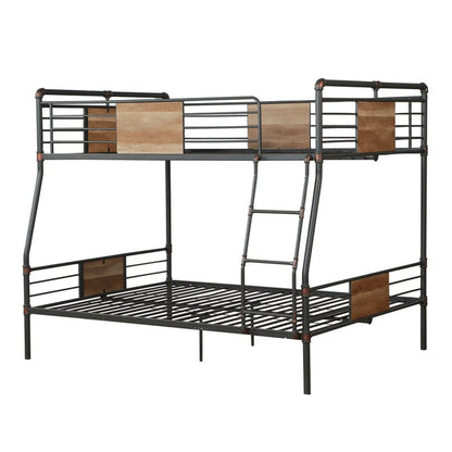 83" X 65" X 68" Sandy Black  Dark Bronze Handbrushed Queen Over Queen Bunk Bed HomeRoots