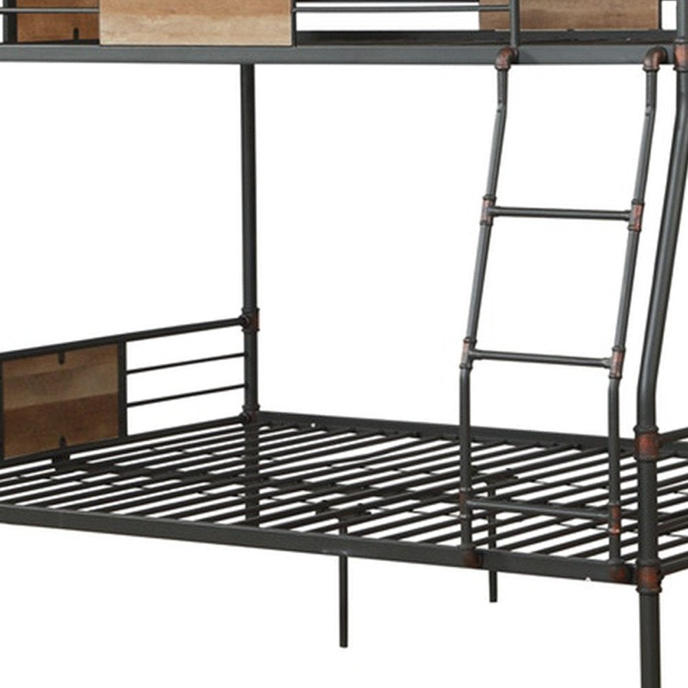 83" X 65" X 68" Sandy Black  Dark Bronze Handbrushed Queen Over Queen Bunk Bed HomeRoots