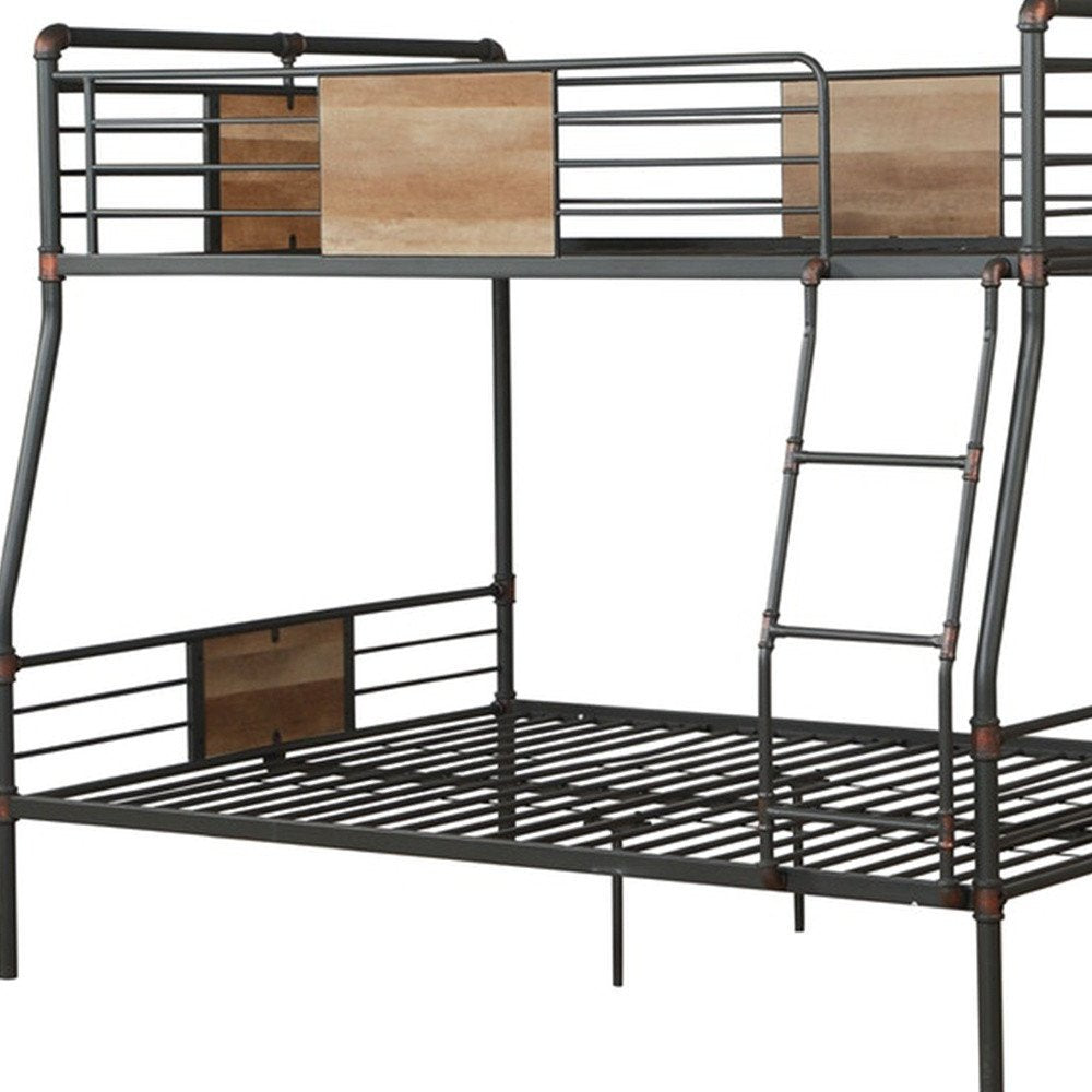 83" X 65" X 68" Sandy Black  Dark Bronze Handbrushed Queen Over Queen Bunk Bed HomeRoots