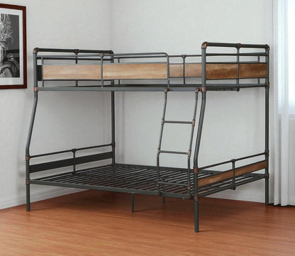 83" X 65" X 68" Sandy Black  Dark Bronze Handbrushed Queen Over Queen Bunk Bed HomeRoots