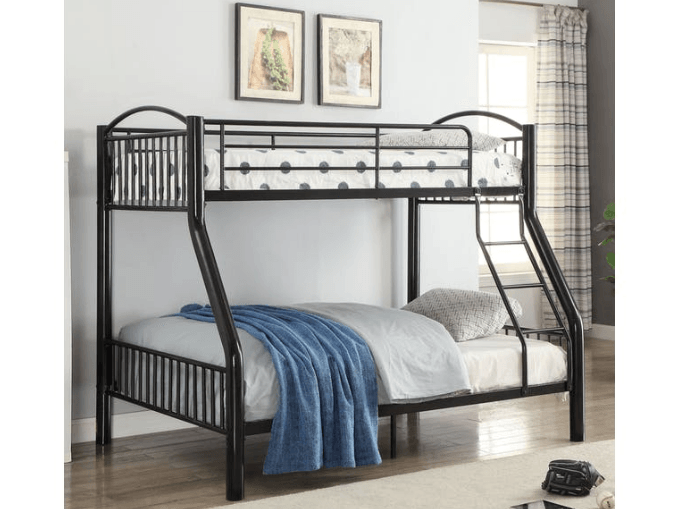 78" X 56" X 67" Twin Over Full Black Bunk Bed - FurniFindUSA