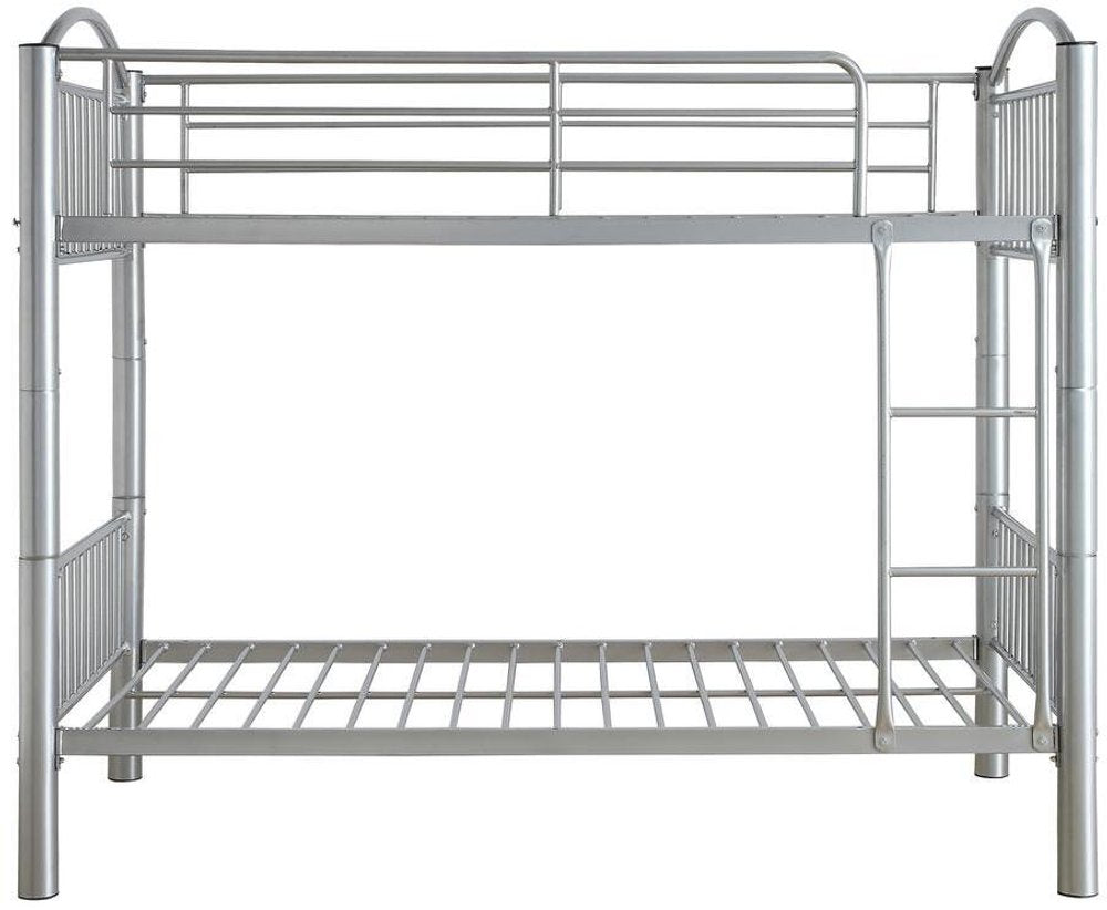 78" X 44" X 67" Twin Over Twin Silver Metal Bunk Bed HomeRoots