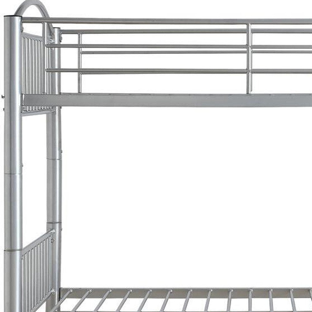 78" X 44" X 67" Twin Over Twin Silver Metal Bunk Bed HomeRoots