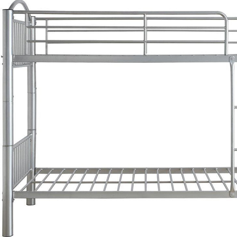 78" X 44" X 67" Twin Over Twin Silver Metal Bunk Bed HomeRoots