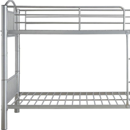 78" X 44" X 67" Twin Over Twin Silver Metal Bunk Bed HomeRoots