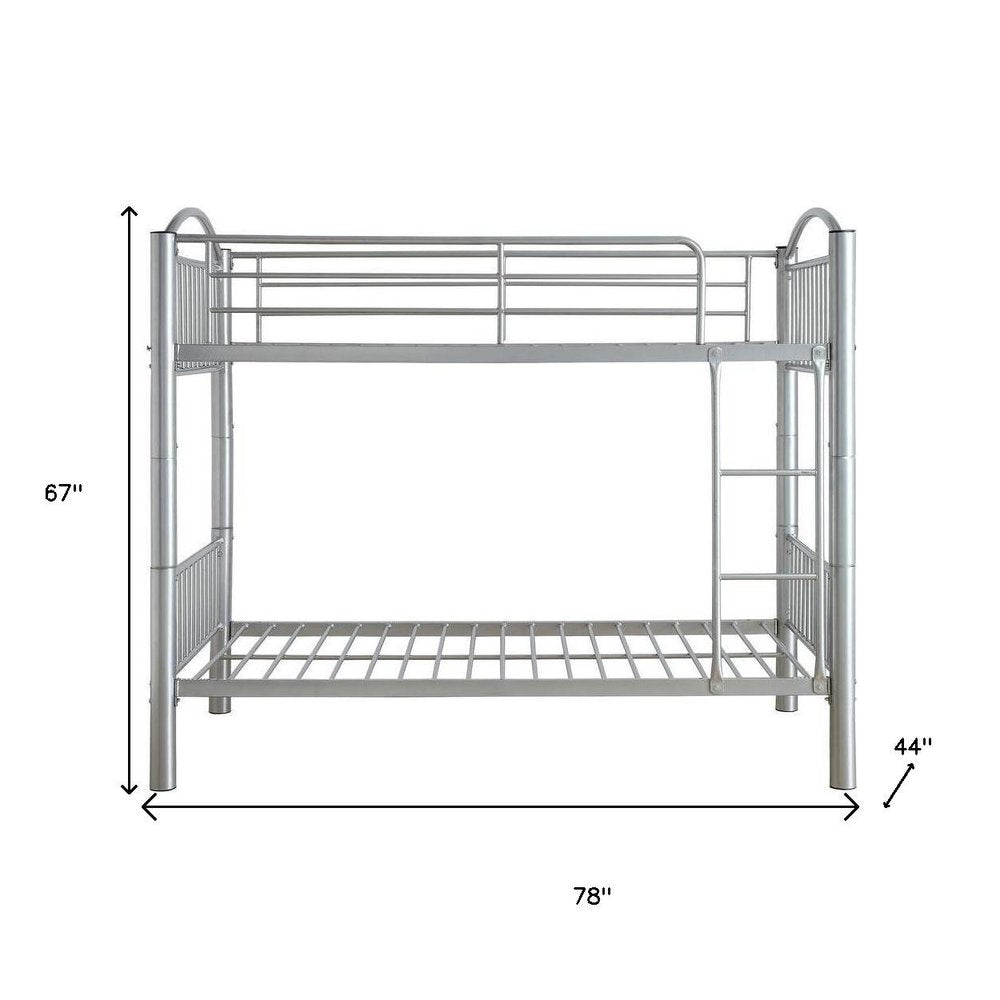 78" X 44" X 67" Twin Over Twin Silver Metal Bunk Bed HomeRoots