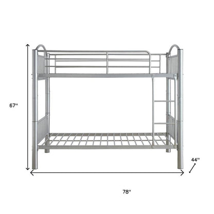78" X 44" X 67" Twin Over Twin Silver Metal Bunk Bed HomeRoots