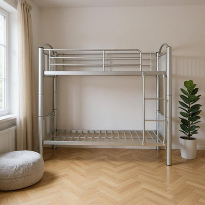 78" X 44" X 67" Twin Over Twin Silver Metal Bunk Bed HomeRoots