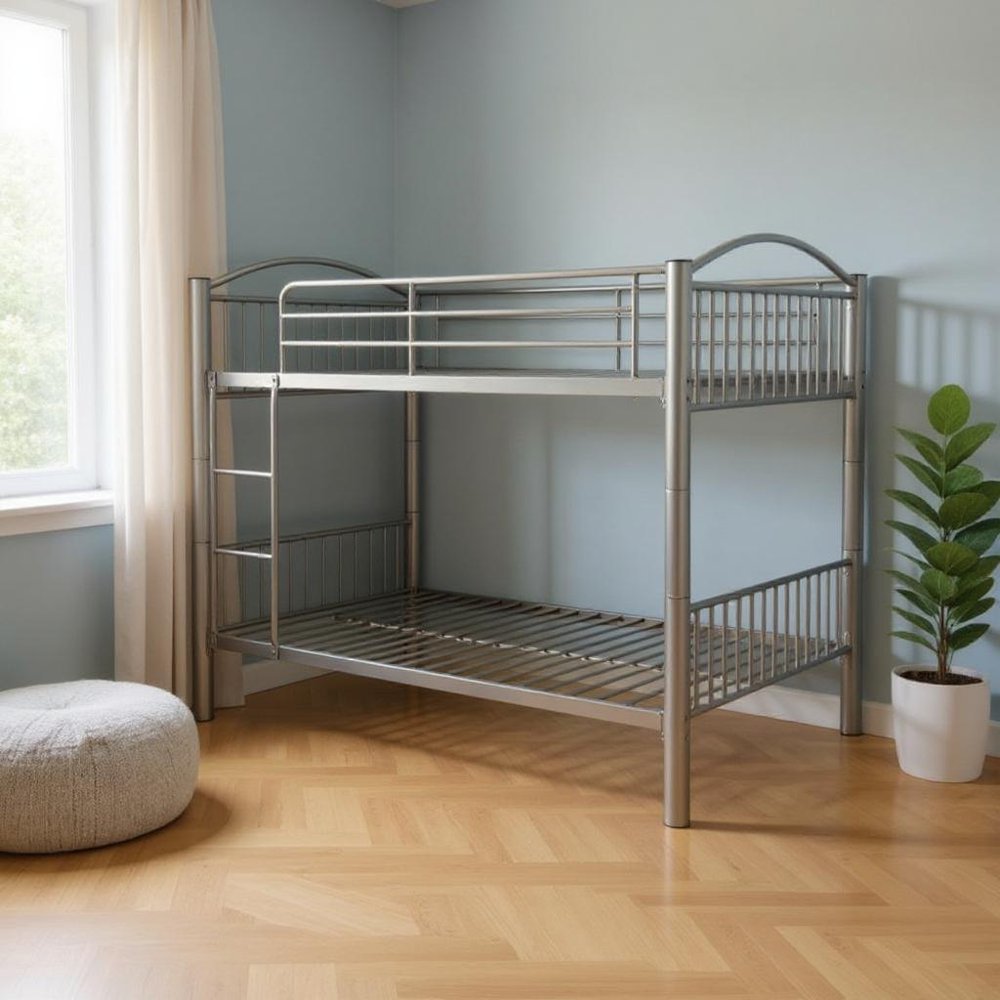 Silver Full Over Full Metal Bunk Bed HomeRoots