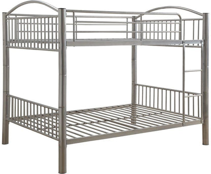 78" X 56" X 67" Silver Metal Full Over Full Bunk Bed - FurniFindUSA