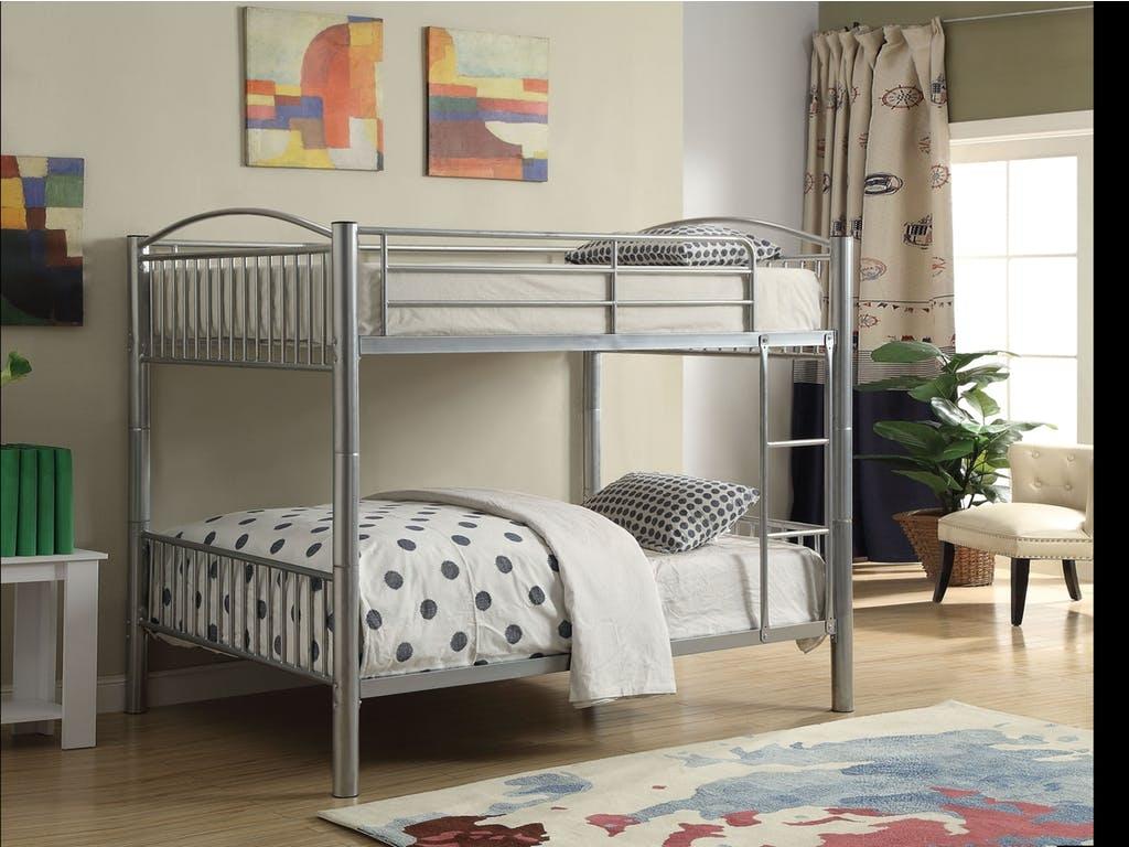 78" X 56" X 67" Silver Metal Full Over Full Bunk Bed