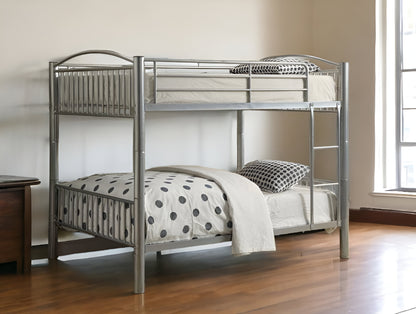 78" X 56" X 67" Silver Metal Full Over Full Bunk Bed