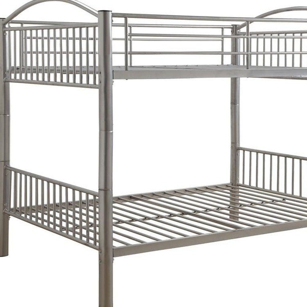 78" X 56" X 67" Silver Metal Full Over Full Bunk Bed