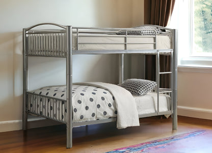 78" X 56" X 67" Silver Metal Full Over Full Bunk Bed