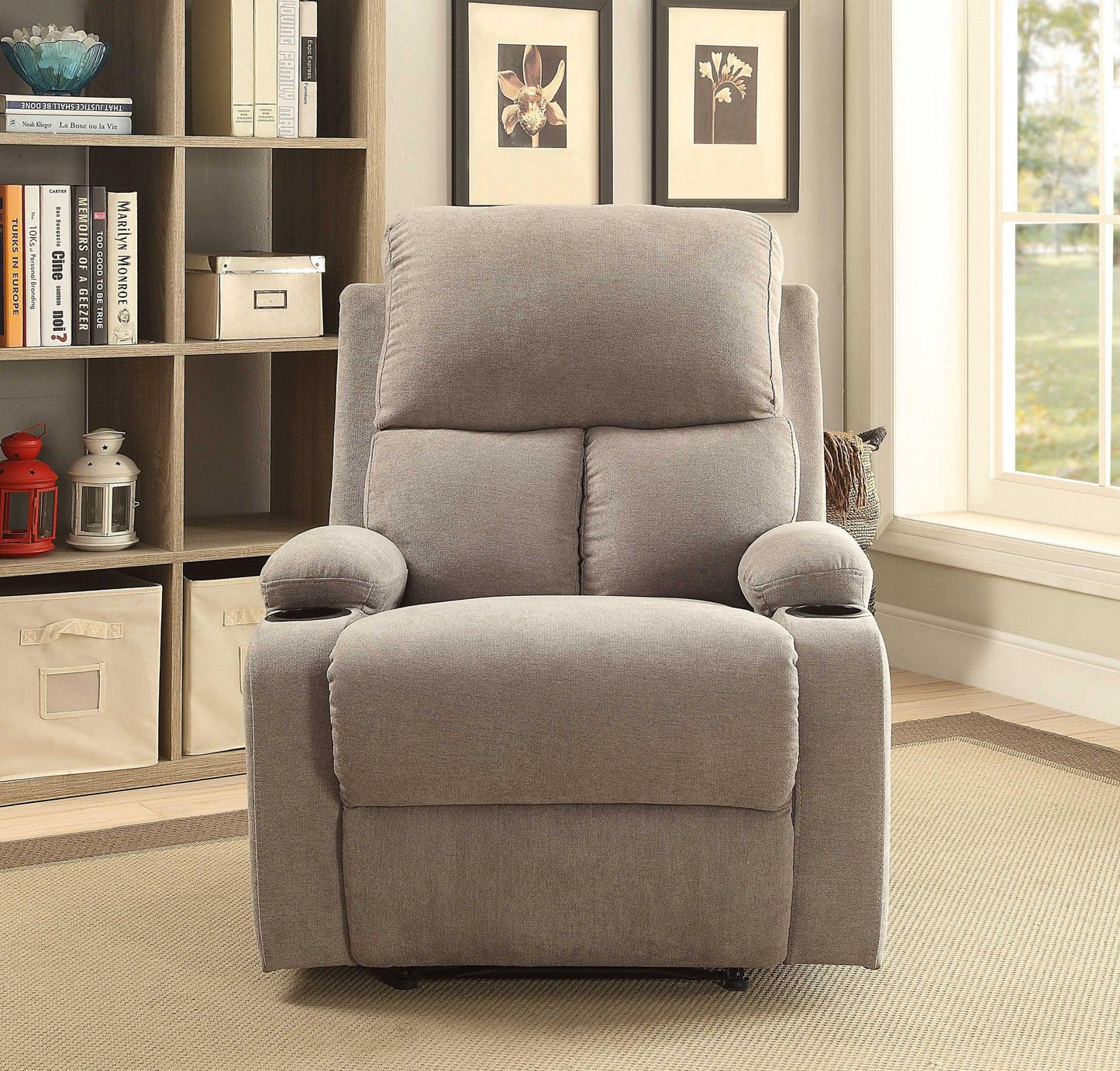 32" X 37" X 39" Blue Linen Fabric Recliner - FurniFindUSA