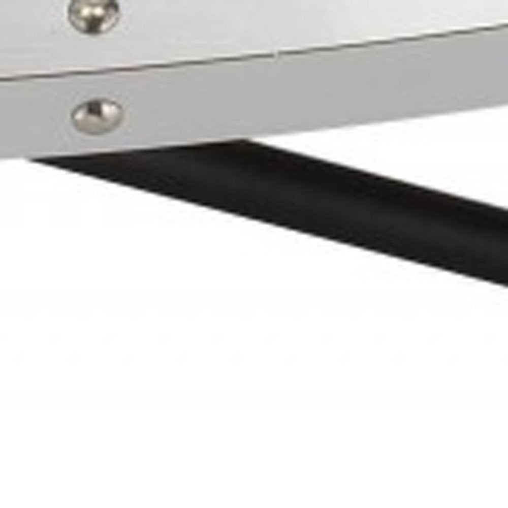 46" Gray and Black Wood and Iron Oval Coffee Table HomeRoots