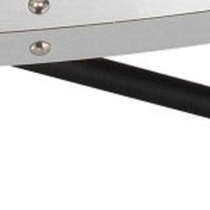 46" Gray and Black Wood and Iron Oval Coffee Table HomeRoots