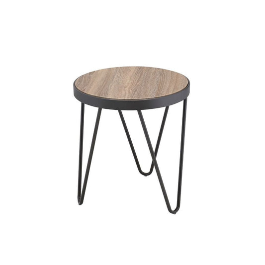 18" Black And Brown Solid Wood Round End Table HomeRoots