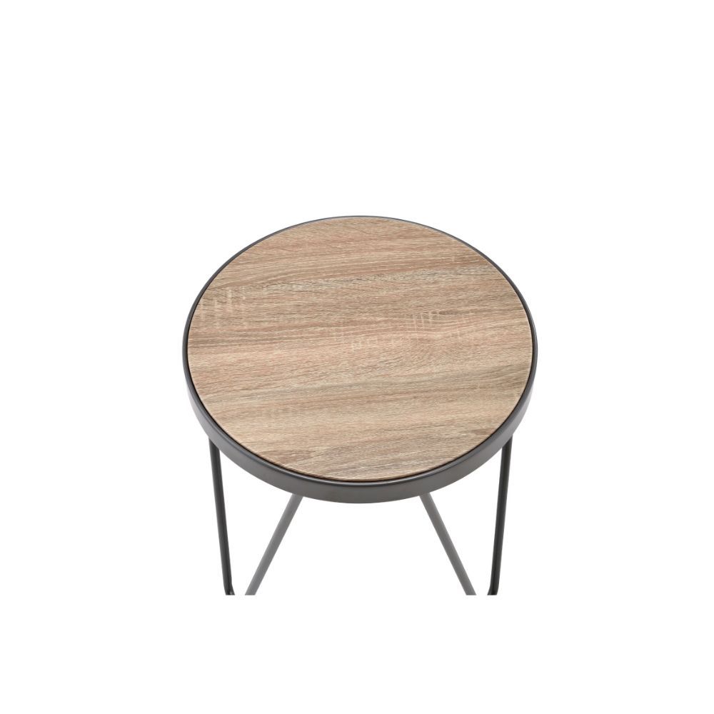 18" Black And Brown Solid Wood Round End Table - FurniFindUSA