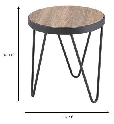 18" Black And Brown Solid Wood Round End Table - FurniFindUSA