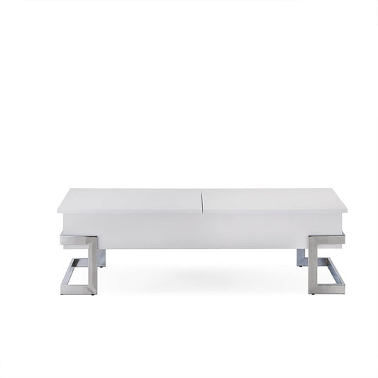 47" Black and Silver Wood And Iron Lift Top Sled Coffee Table HomeRoots