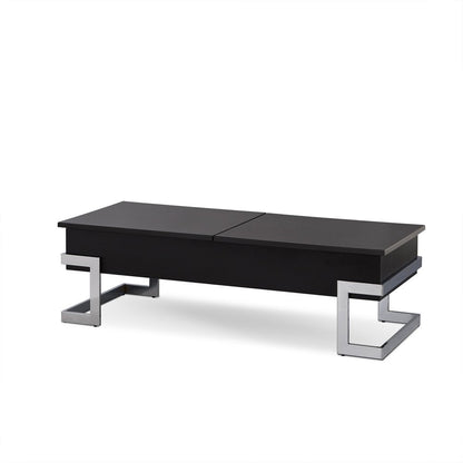 47" White and Silver Wood And Metal Lift Top Sled Coffee Table HomeRoots