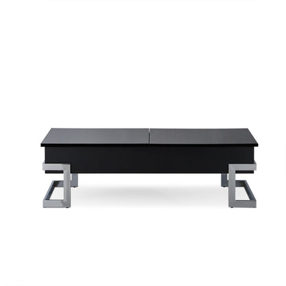 47" White and Silver Wood And Metal Lift Top Sled Coffee Table HomeRoots