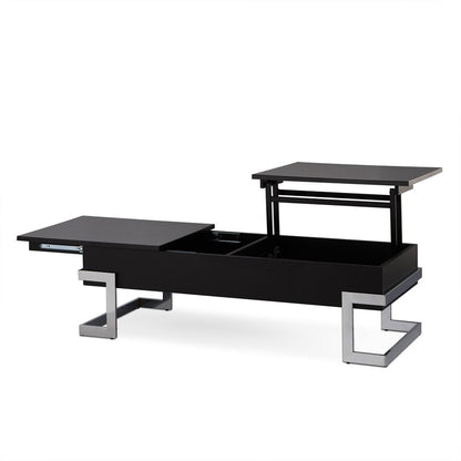 47" White and Silver Wood And Metal Lift Top Sled Coffee Table HomeRoots