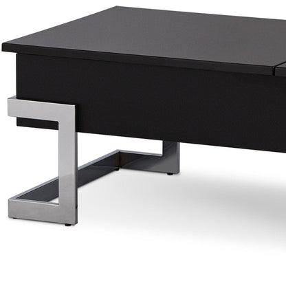 47" White and Silver Wood And Metal Lift Top Sled Coffee Table HomeRoots