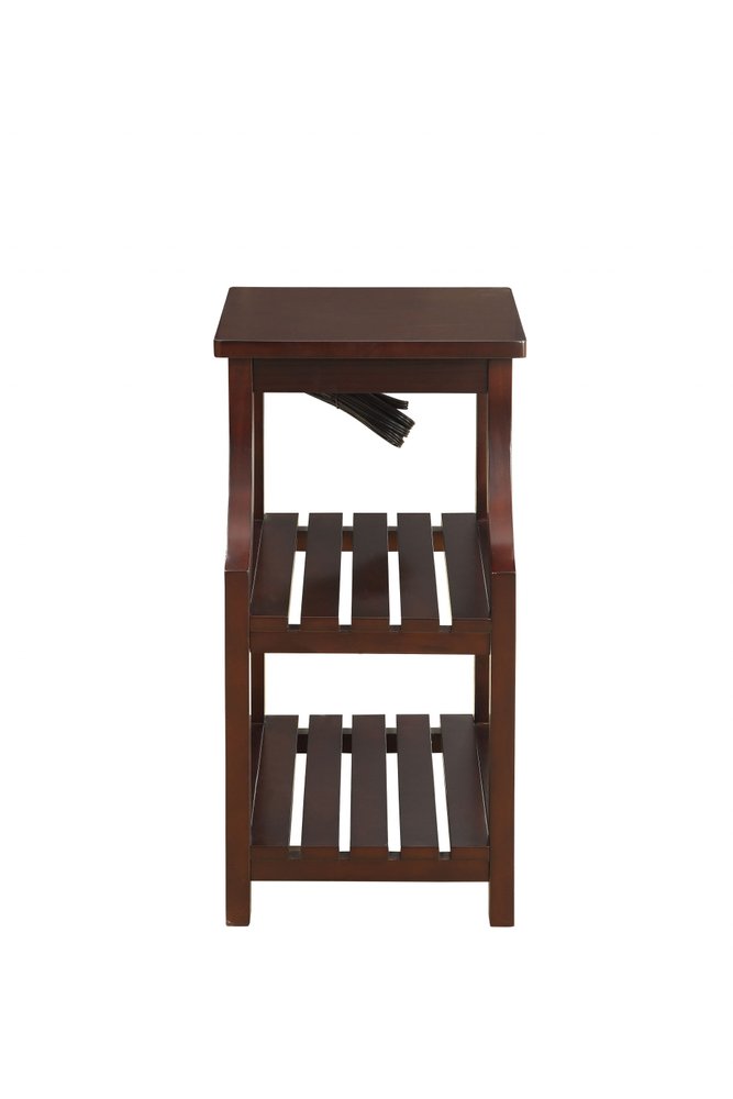 24" Brown Wood End Table With Two Shelves And USB Port HomeRoots
