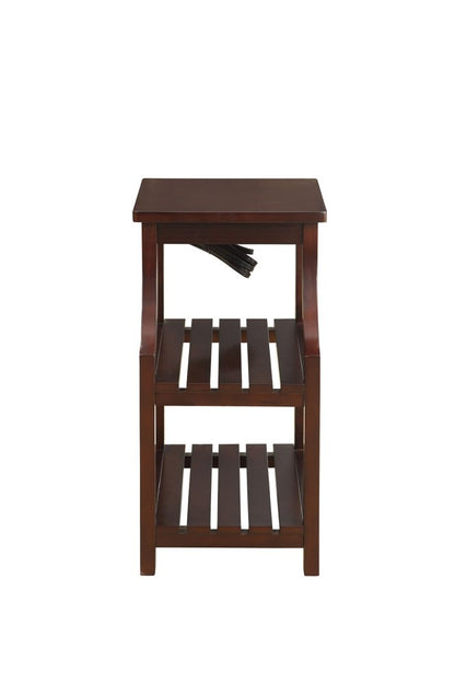 24" Brown Wood End Table With Two Shelves And USB Port HomeRoots